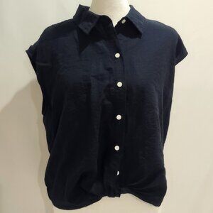 EUC Old Navy Blue Sleeveless Button Up